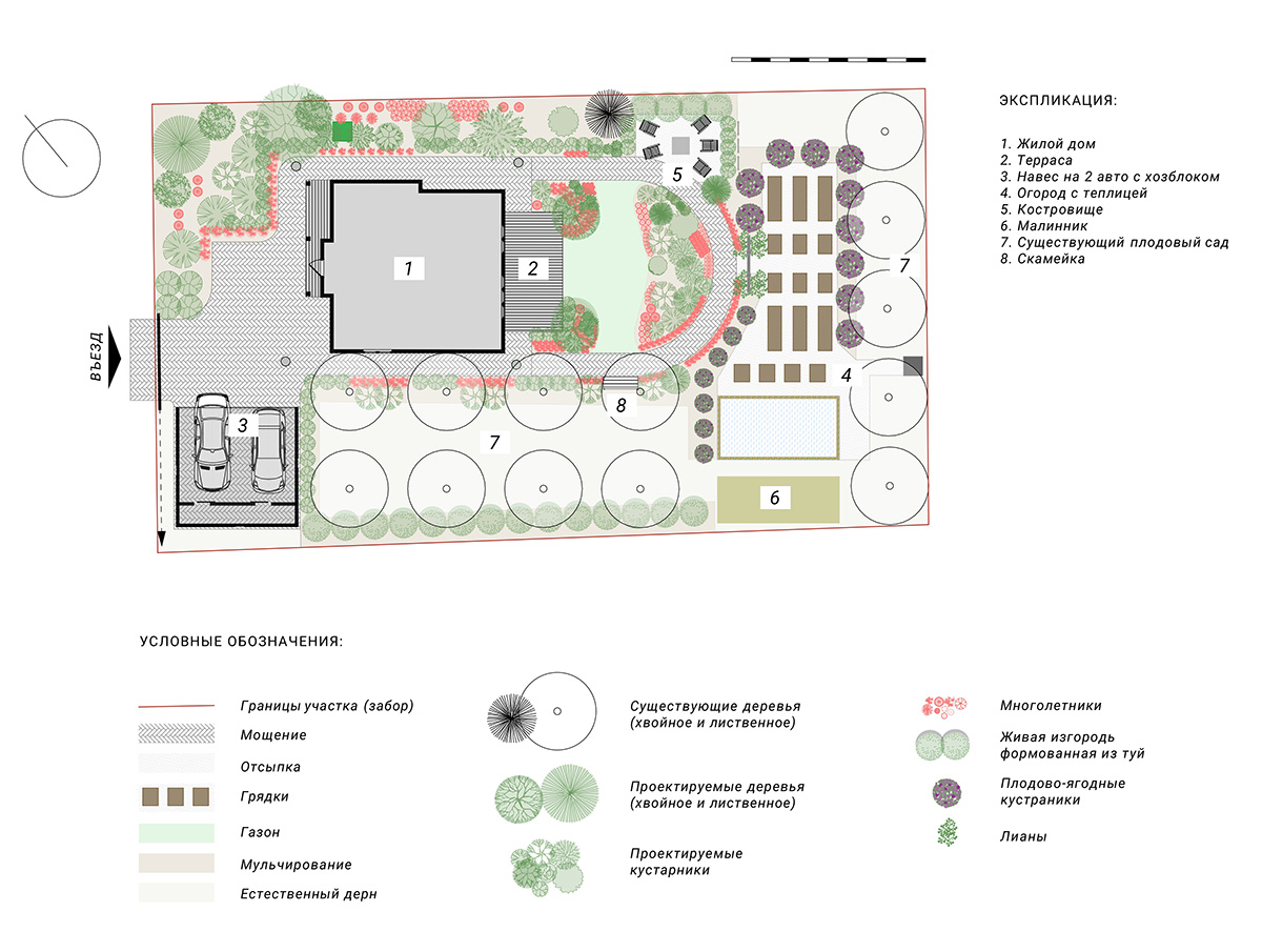 Генплан участка 9 соток со старым садом